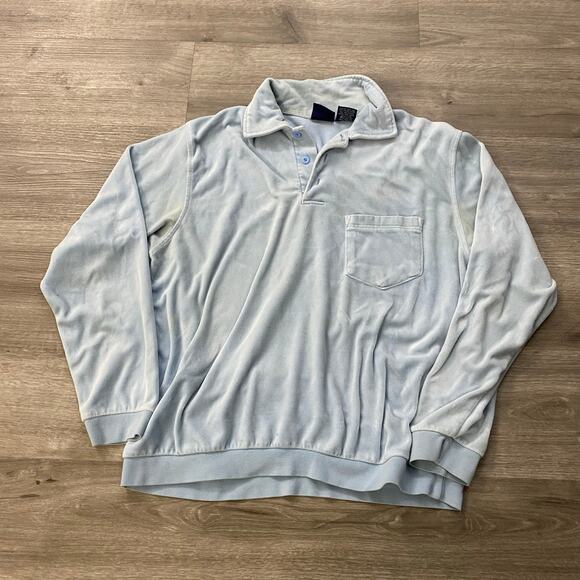 VINTAGE BLUE VELOUR LONGSLEEVE SWEATSHIRT LARGE - Picture 1 of 6